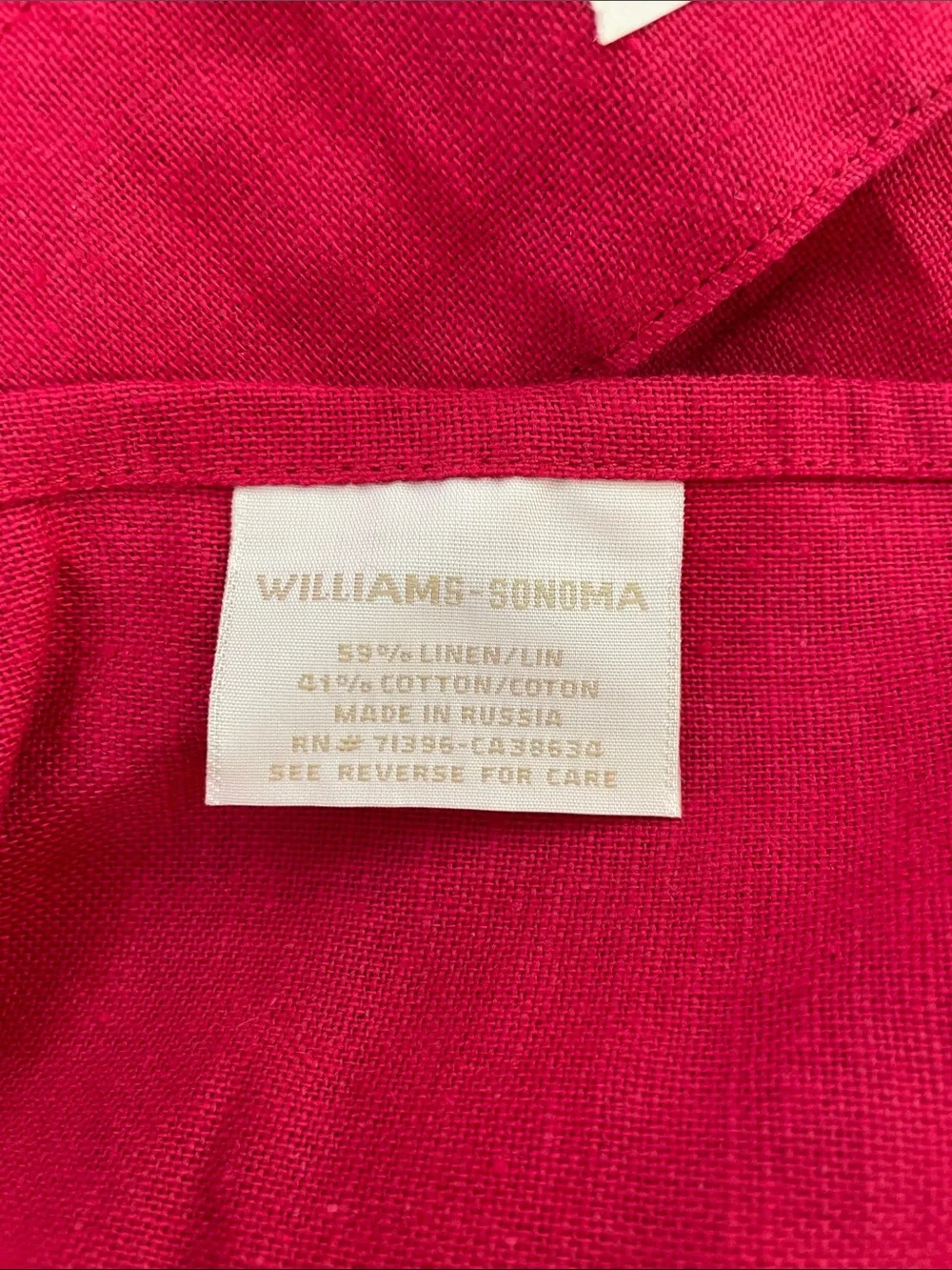 Williams Sonoma LOVE Embroidery Red Kitchen Apron NEW!